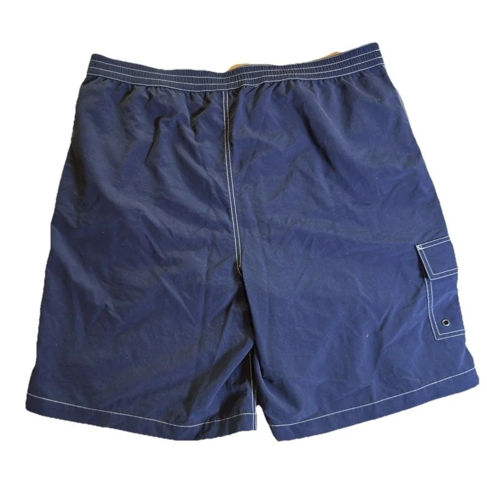 Vintage Y2K‎ Ralph Lauren Polo Swim Trunks Board Shorts Navy Blue Size XXL 2XL - Picture 3 of 9